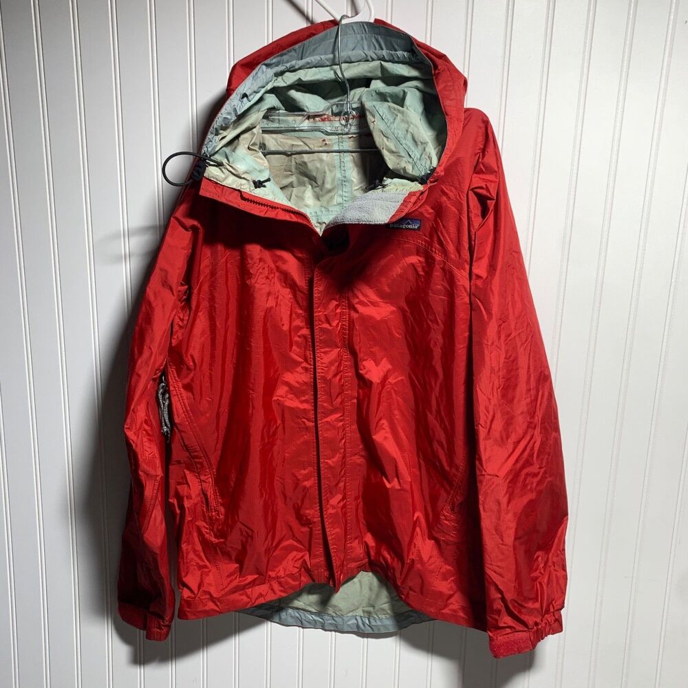 Patagonia Super Cell Red Jacket Womens hooded coat Medium Vintage *Damaged*